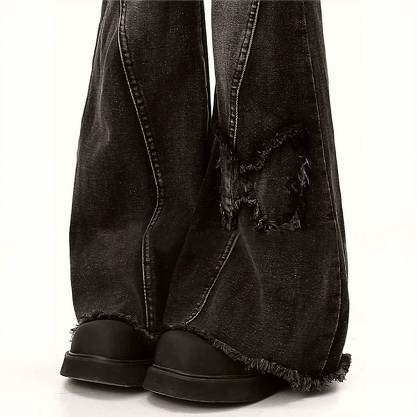 大码女装黑色修身显瘦牛仔裤女胖mm辣妹风蝴蝶结拼接毛边喇叭裤子,女装/女士精品,大码裤装,淘宝优惠券,粉丝福利购,淘宝优惠卷