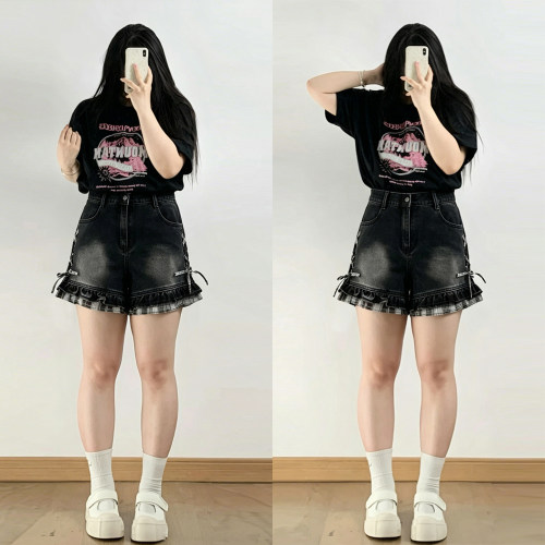 特大码女装甜美风百搭阔腿短裤女