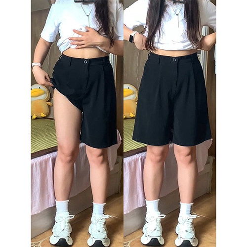 特大码美式复古ins黑色宽松短裤