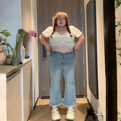 特大码胖mm小个子显瘦遮肉裤子女