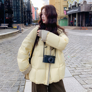 300斤大码 学院风百搭黄色加厚棉服女胖mm高级感休闲保暖外套 女装
