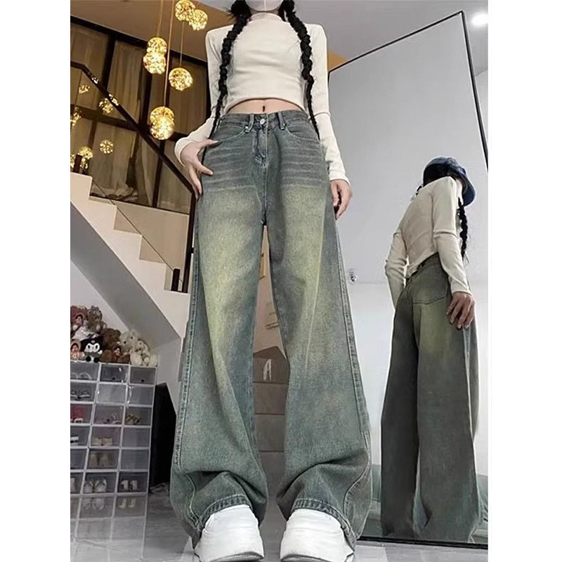 300斤大码胖mm高街辣妹直筒牛仔裤秋季新款泥黄色裤子宽松阔腿裤,女装/女士精品,大码裤装,淘宝优惠券,粉丝福利购,淘宝优惠卷