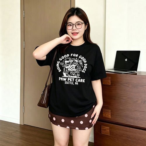 300斤大码复古百搭减龄学生T恤女
