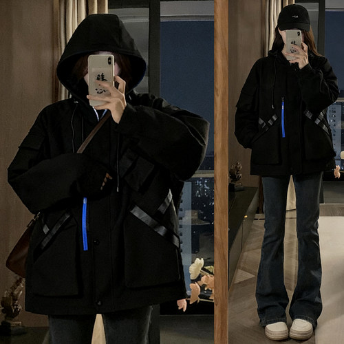 大码女装胖mm加厚保暖工装外套女