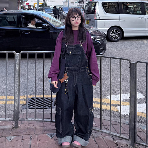 特大码复古美式甜酷工装连体裤女