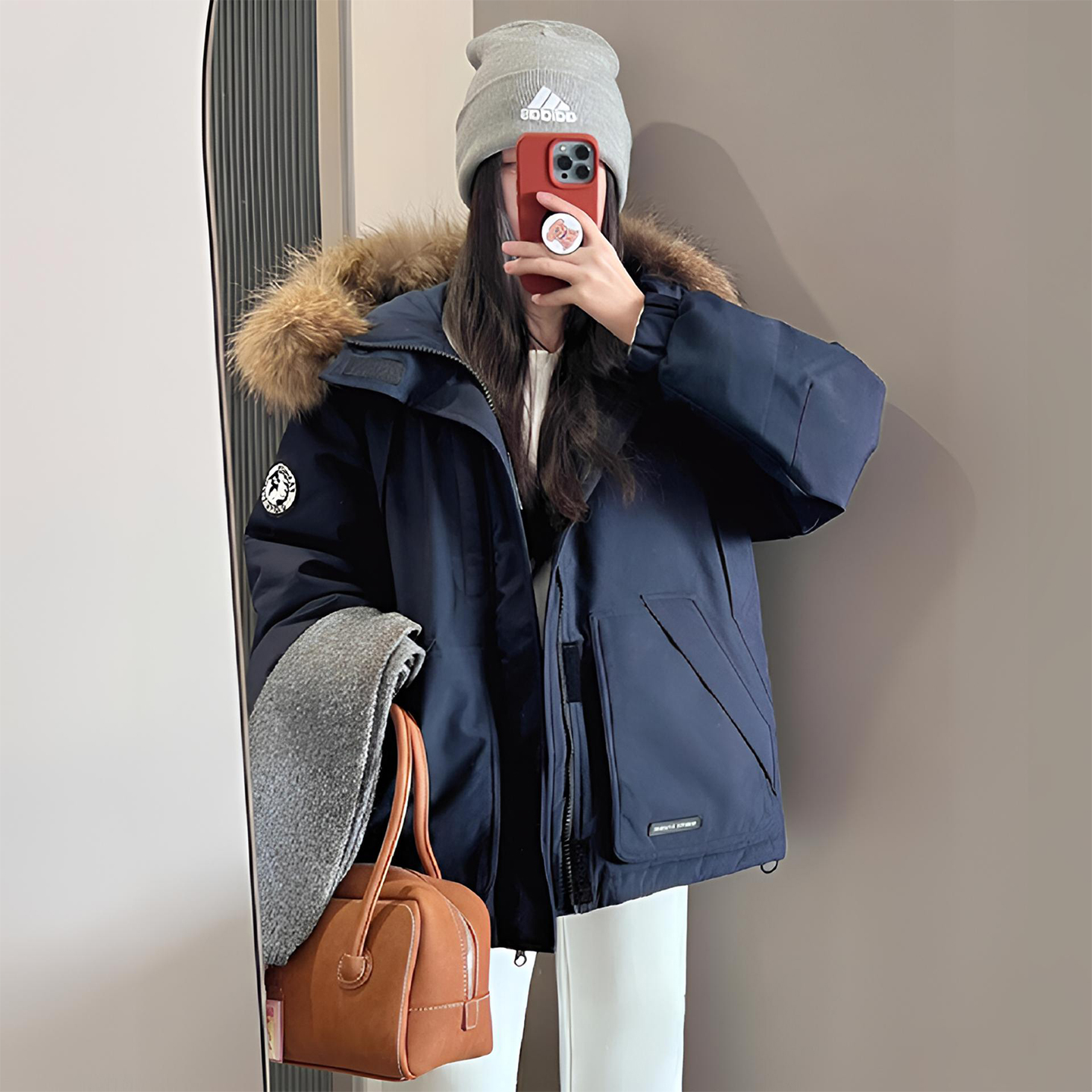 特大码胖mm休闲百搭连帽棉服上衣