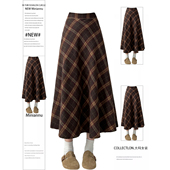 复古格纹毛呢半身裙女美拉德穿搭设计感中长款 特大码 胖mm美式 裙子