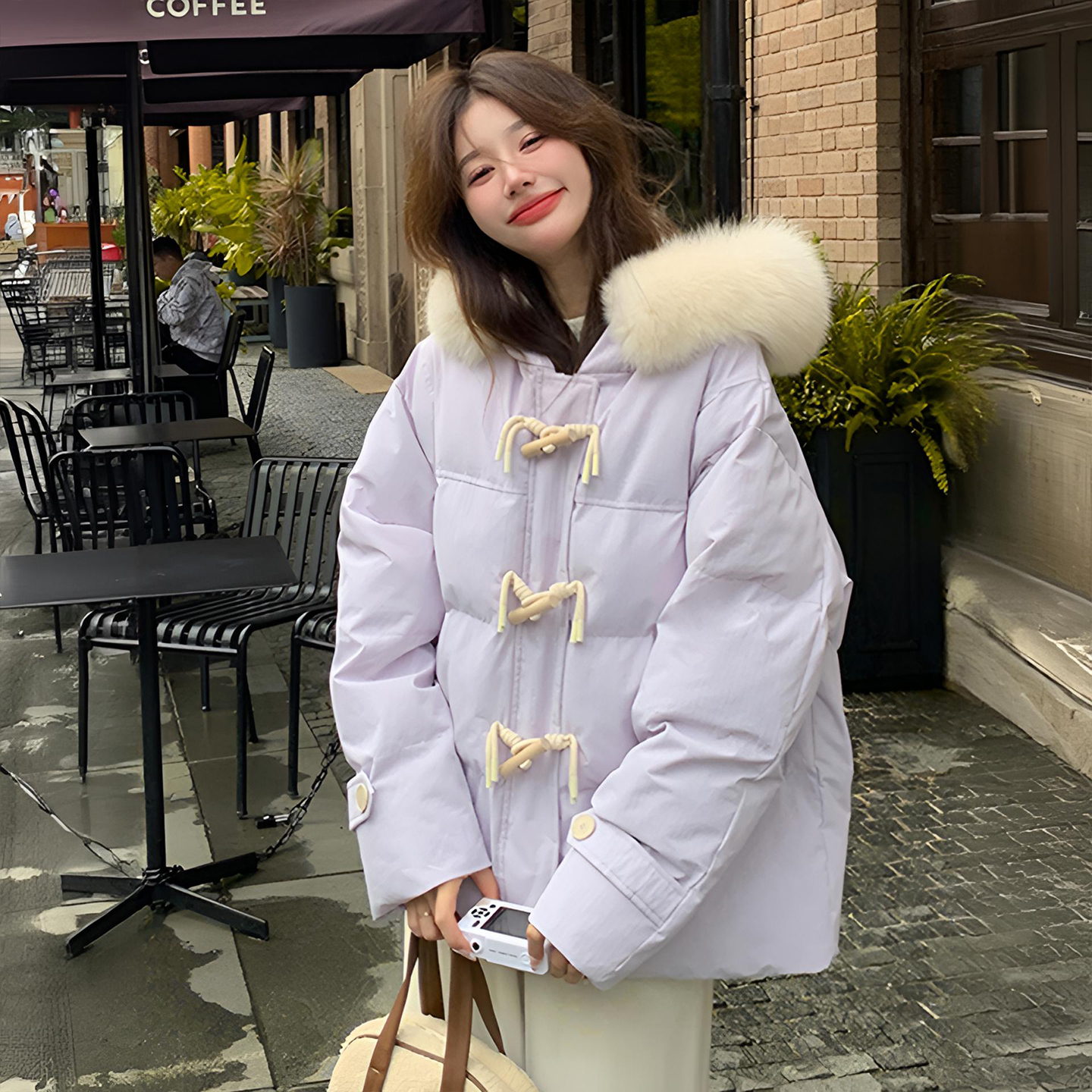 300斤特大码牛角扣加厚棉服上衣