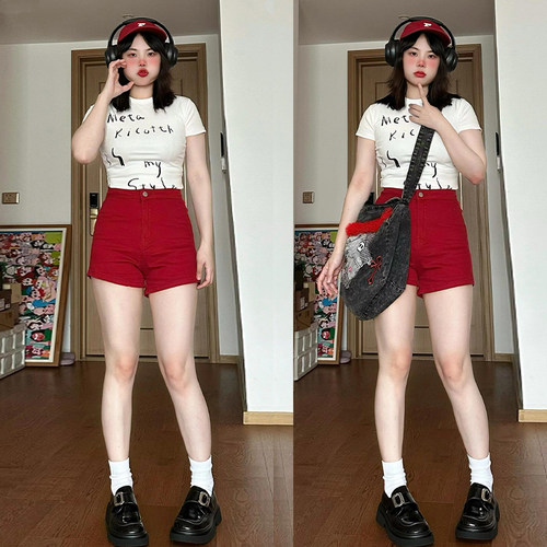 300斤特大码超短包臀牛仔短裤女