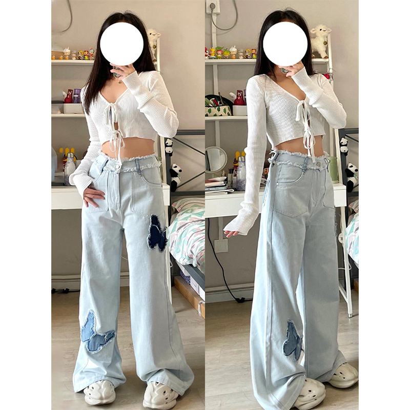 300斤大码女装高腰遮胯牛仔裤女
