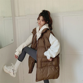 宽松慵懒风中长款 300斤特大码 胖mm加厚棉衣棉服女秋冬款 马甲外套