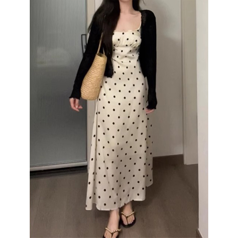 特大码法式ins波点气质修身长裙