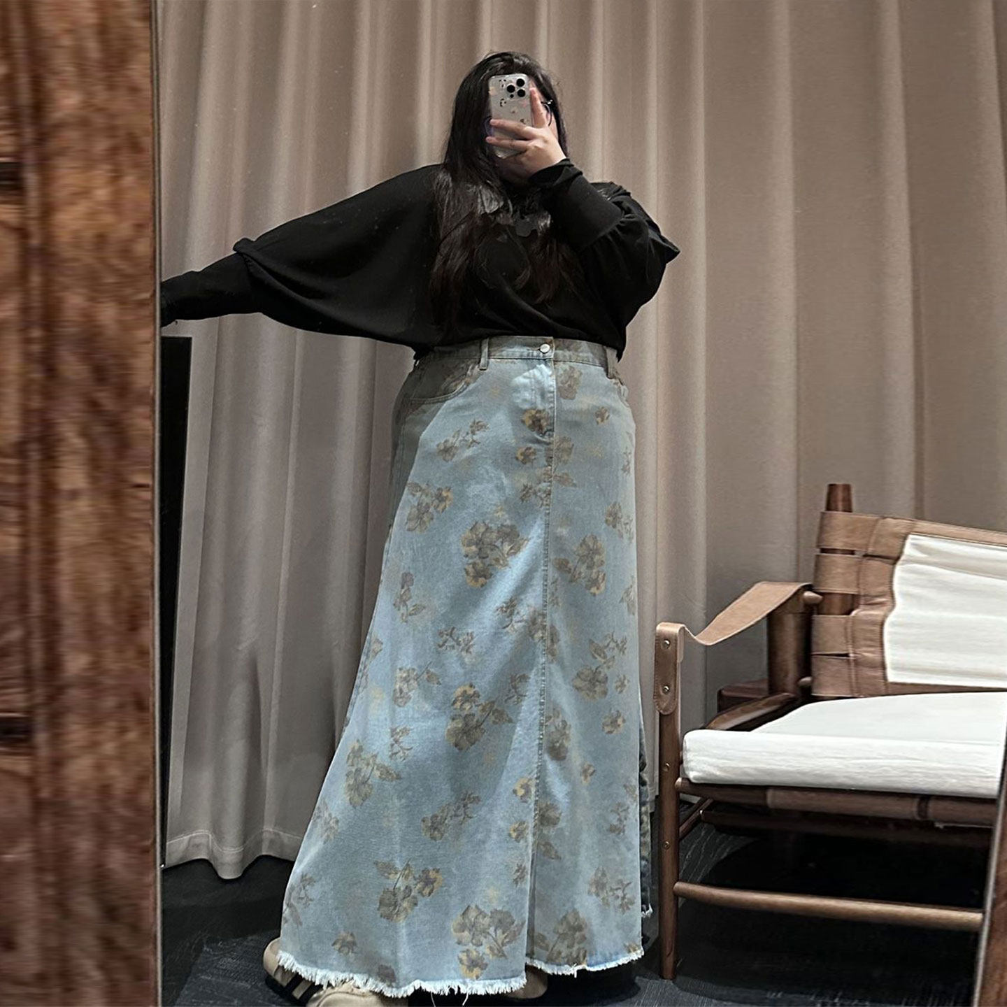 300斤大码女装胖mm设计感碎花牛仔裙女时尚休闲毛边设计A字半身裙,女装/女士精品,大码半身裙,淘宝优惠券,粉丝福利购,淘宝优惠卷