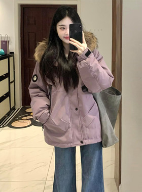 大码女装胖mm新款简约慵懒风棉衣