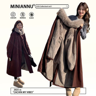 女装 冬装 韩版 超好看 外套 复古慵懒风保暖棉服女胖mm加厚长款 大码