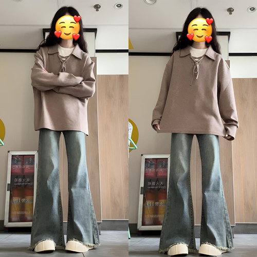 特大码遮肉显瘦设计感翻领上衣女