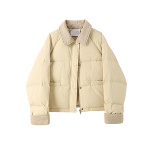 气质面包服厚外套 韩系时尚 300斤胖mm大码 黄色保暖羽绒棉服女冬季