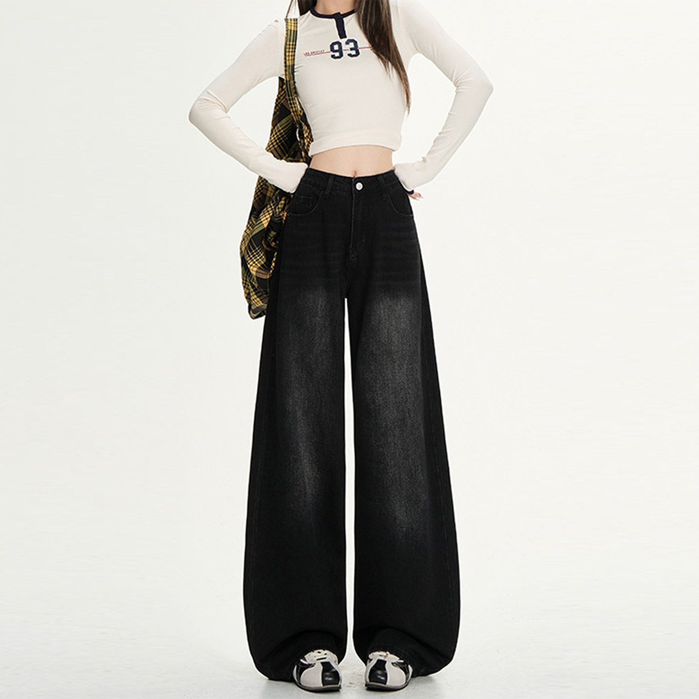 特大码美式高街直筒牛仔裤女胖mm黑灰色高腰显瘦今年流行超火裤子,女装/女士精品,大码裤装,淘宝优惠券,粉丝福利购,淘宝优惠卷