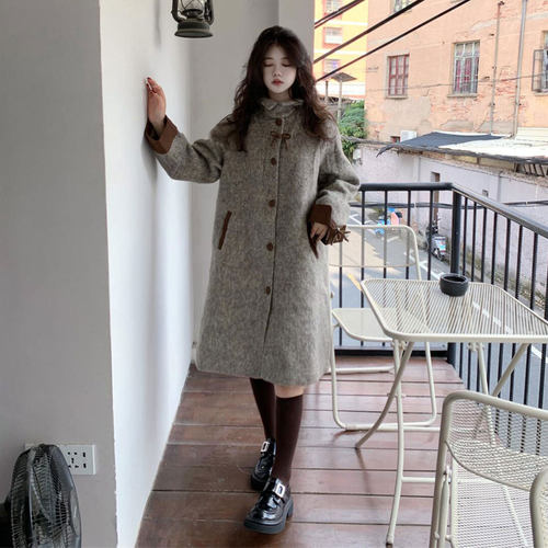 大码胖mm时尚宽松休闲毛呢外套女