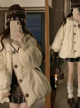 大码女装胖mm减龄百搭2025新款羽绒棉服女可爱风遮肉显瘦棉衣外套