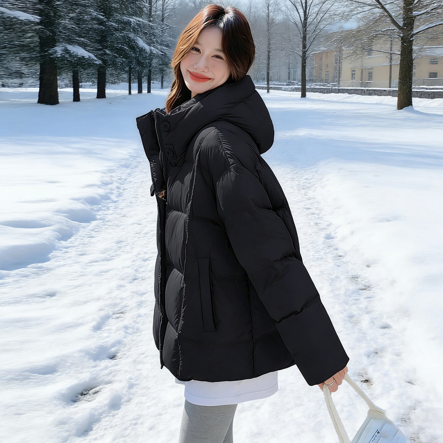 300斤特大码女装高级感连帽羽绒棉服女胖mm宽松加厚保暖黑色外套,女装/女士精品,大码棉服,淘宝优惠券,粉丝福利购,淘宝优惠卷