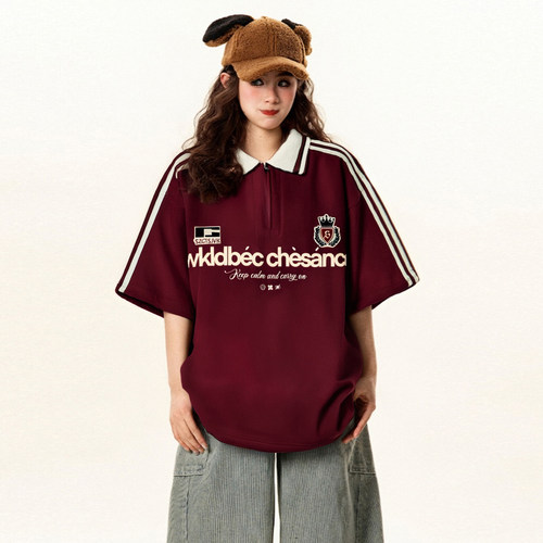 300斤大码半拉链遮肉显瘦polo衫