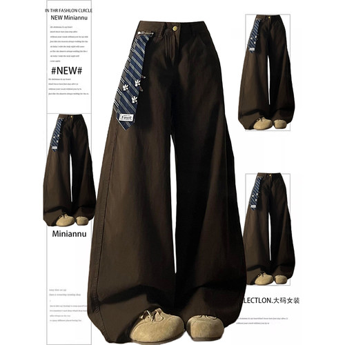 胖mm大码美式工装风学生牛仔裤女