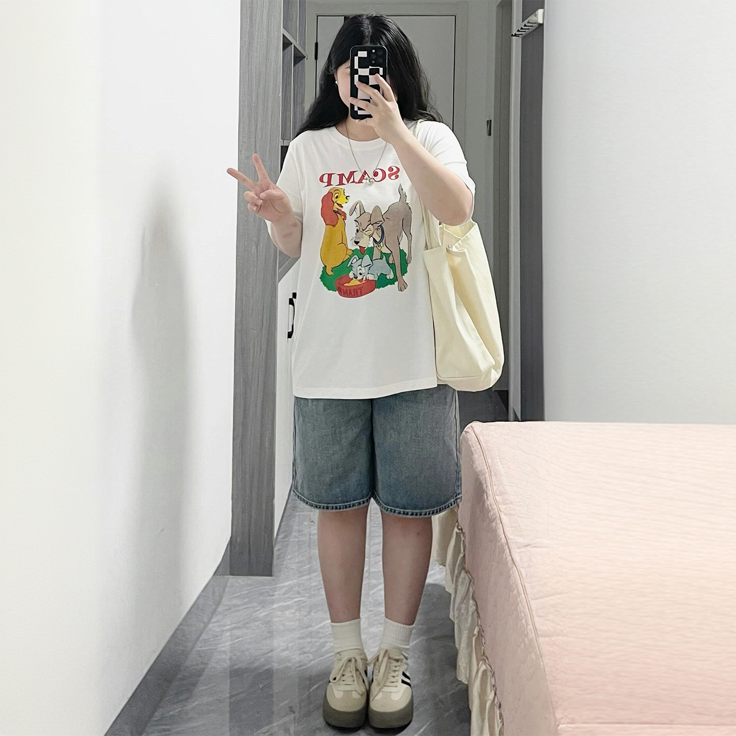300斤大码学生设计感宽松中裤子