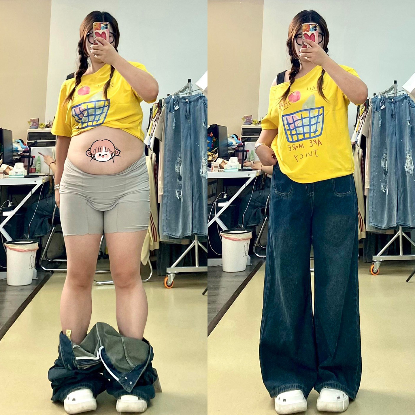 大码胖mm休闲学院风减龄牛仔裤女