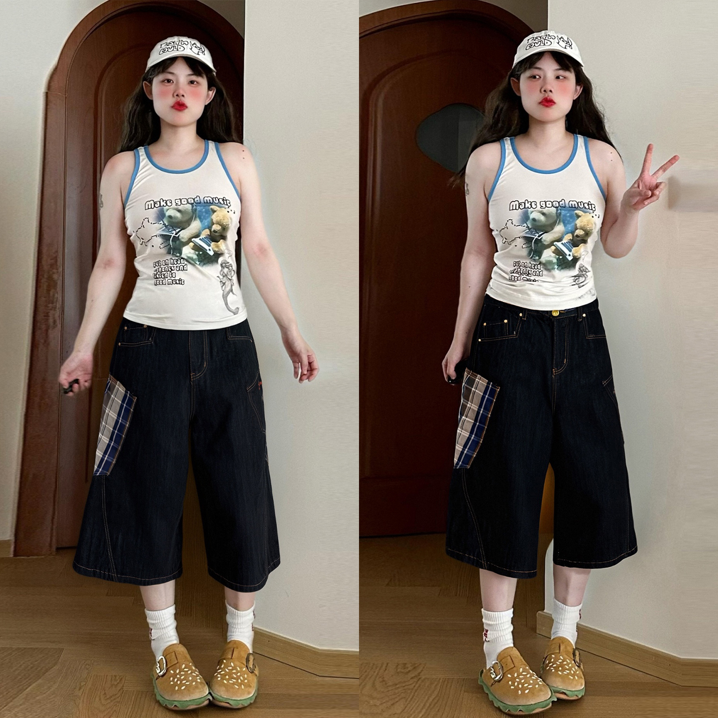 300斤特大码设计感大口袋裤子女