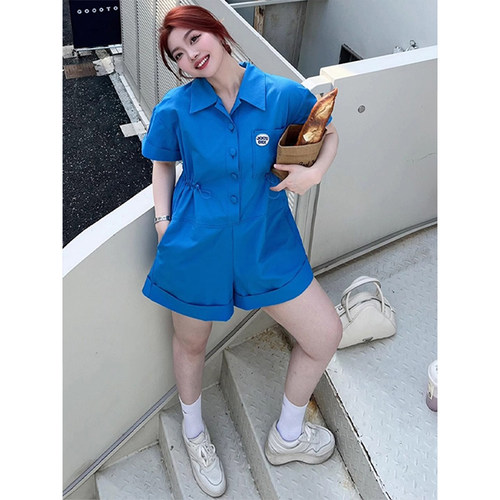 300斤特大码韩版ins蓝色连体裤女