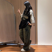 短袖 大码 韩系高级感黑色插肩polo衫 t恤女胖mm学院风撞色宽松上衣