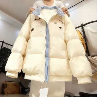 厚棉服 胖mm甜美学院风卡通印花外套女2025巨好看 300斤大码 女装