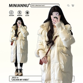 特大码 休闲面包服外套 显瘦时尚 胖mm白色中长款 加厚保暖棉服女冬季