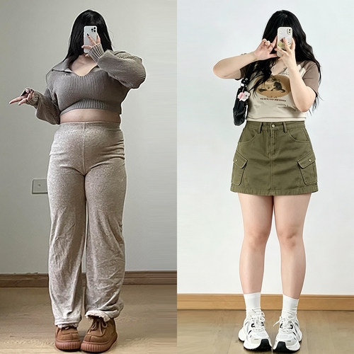 300斤大码设计感百搭牛仔短裙女