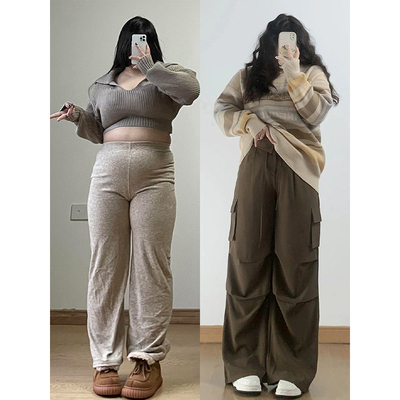 特大码美式ins宽松显瘦工装长裤