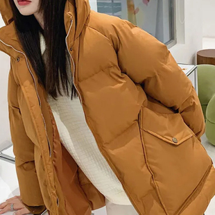 胖mm特大码 连帽面包服休闲百搭外套潮 女装 加厚保暖羽绒棉服女冬季