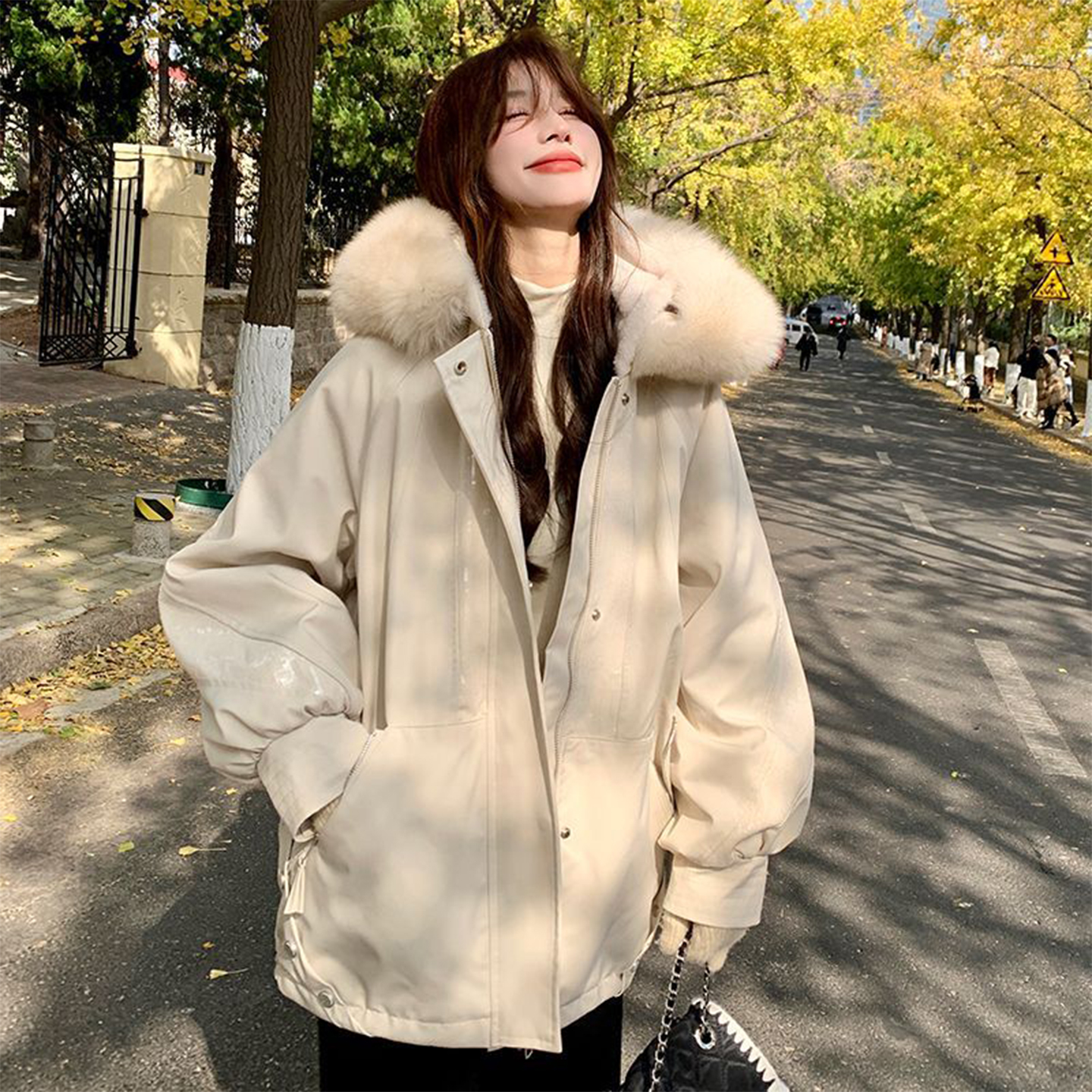 300斤大码女装韩系简约慵懒棉衣