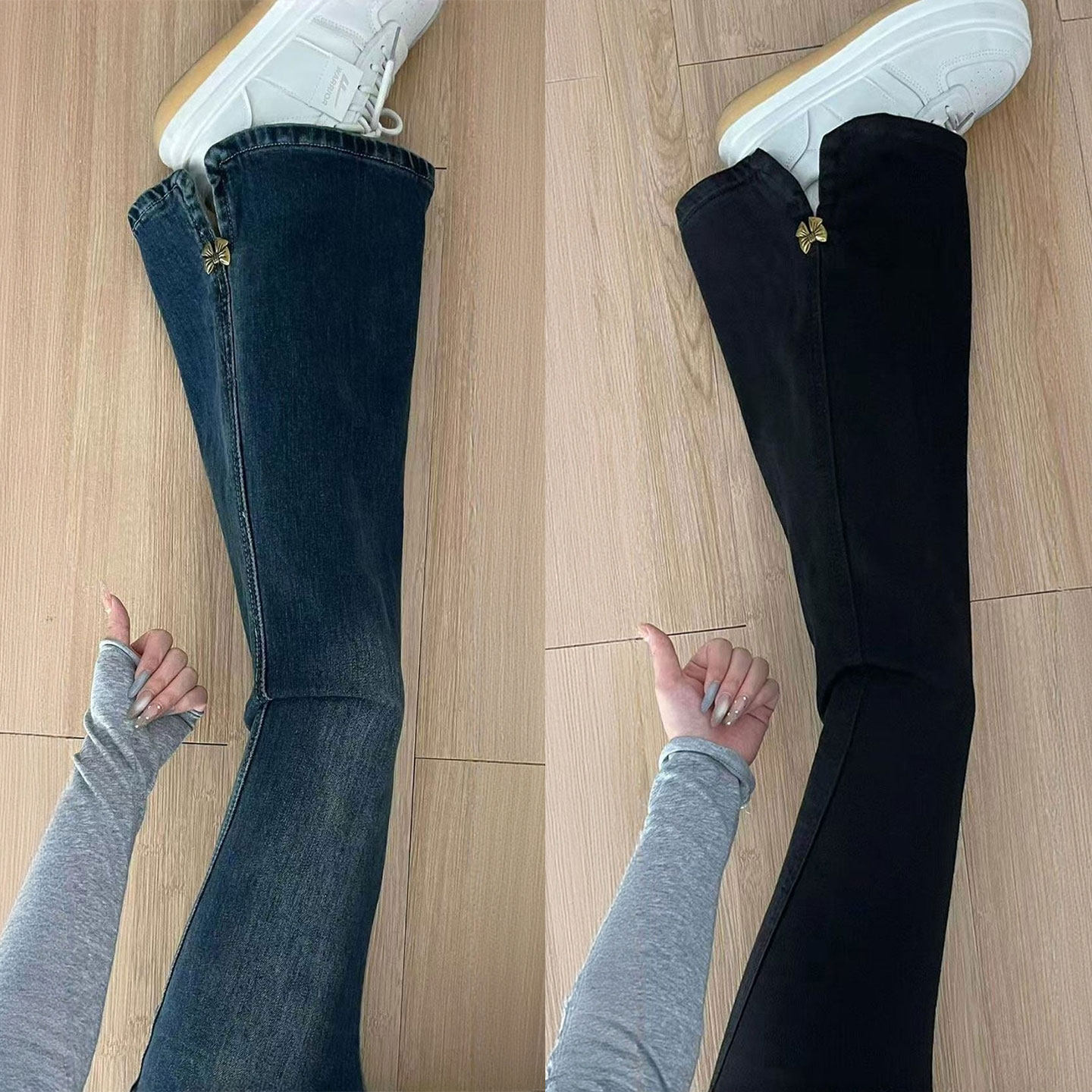 特大码女装复古蓝微喇牛仔裤女胖mm弹力裤子高街显瘦辣妹风喇叭裤,女装/女士精品,大码裤装,淘宝优惠券,粉丝福利购,淘宝优惠卷