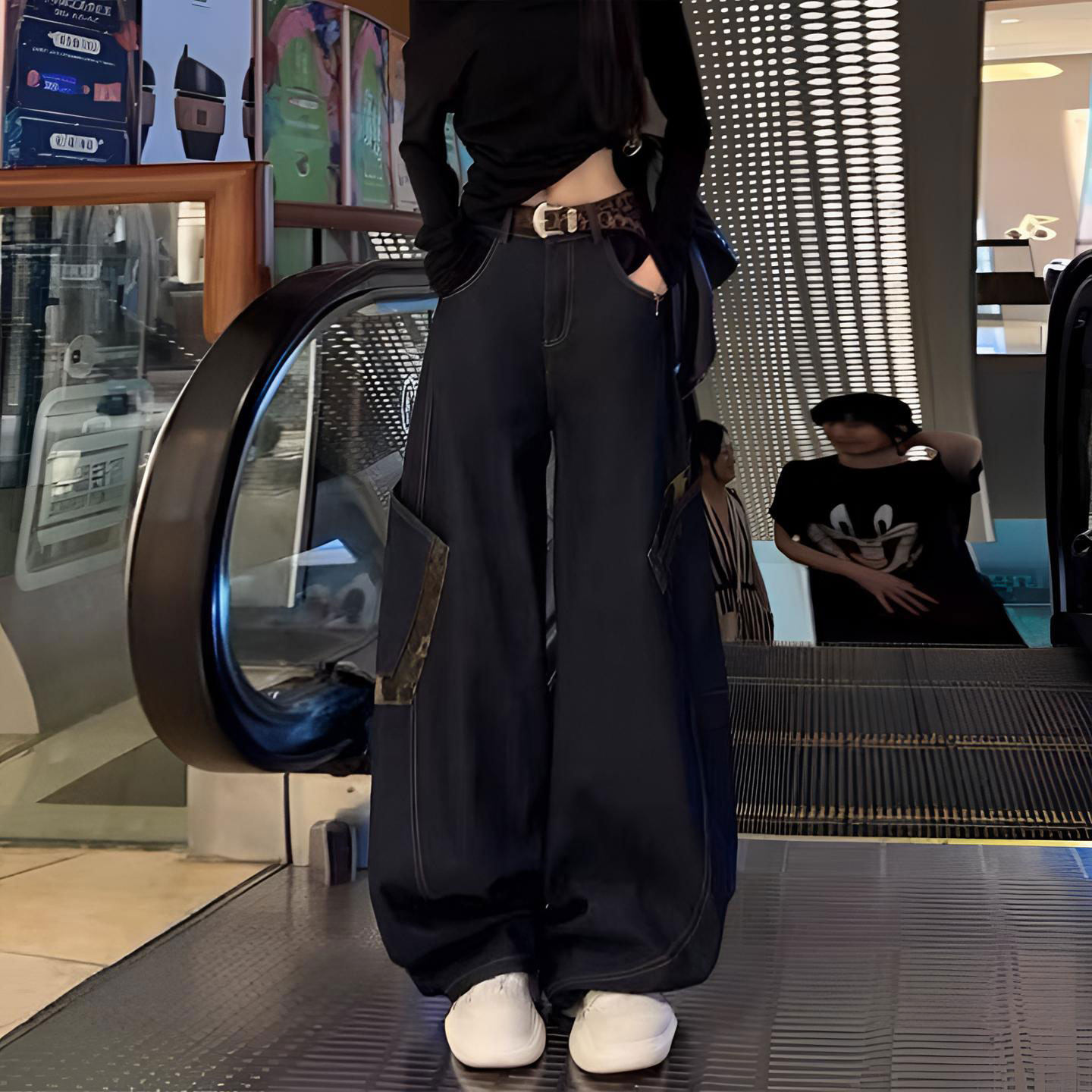 大码女装豹纹设计辣妹穿搭牛仔裤女胖mm女裤美式宽松弯刀阔腿裤子,女装/女士精品,大码裤装,淘宝优惠券,粉丝福利购,淘宝优惠卷