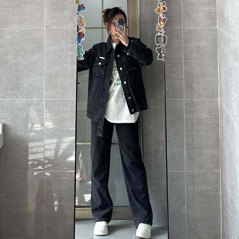 胖mm特大码休闲宽松百搭牛仔裤女