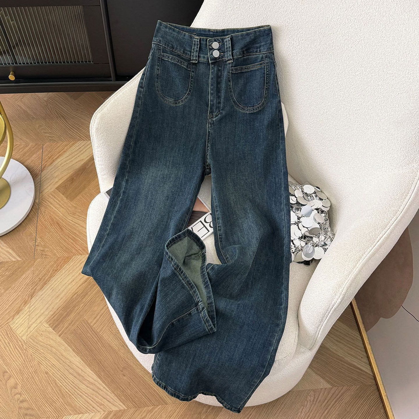 300斤大码胖mm韩系慵懒风弹力牛仔裤女秋冬高腰显瘦百搭阔腿裤子,女装/女士精品,大码裤装,淘宝优惠券,粉丝福利购,淘宝优惠卷