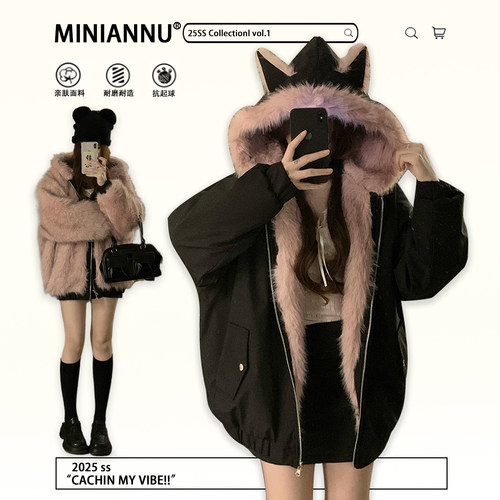 特大码女装胖mm设计感显瘦棉衣女