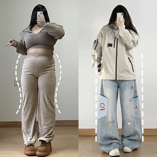 胖mm特大码美式减龄百搭阔腿裤女
