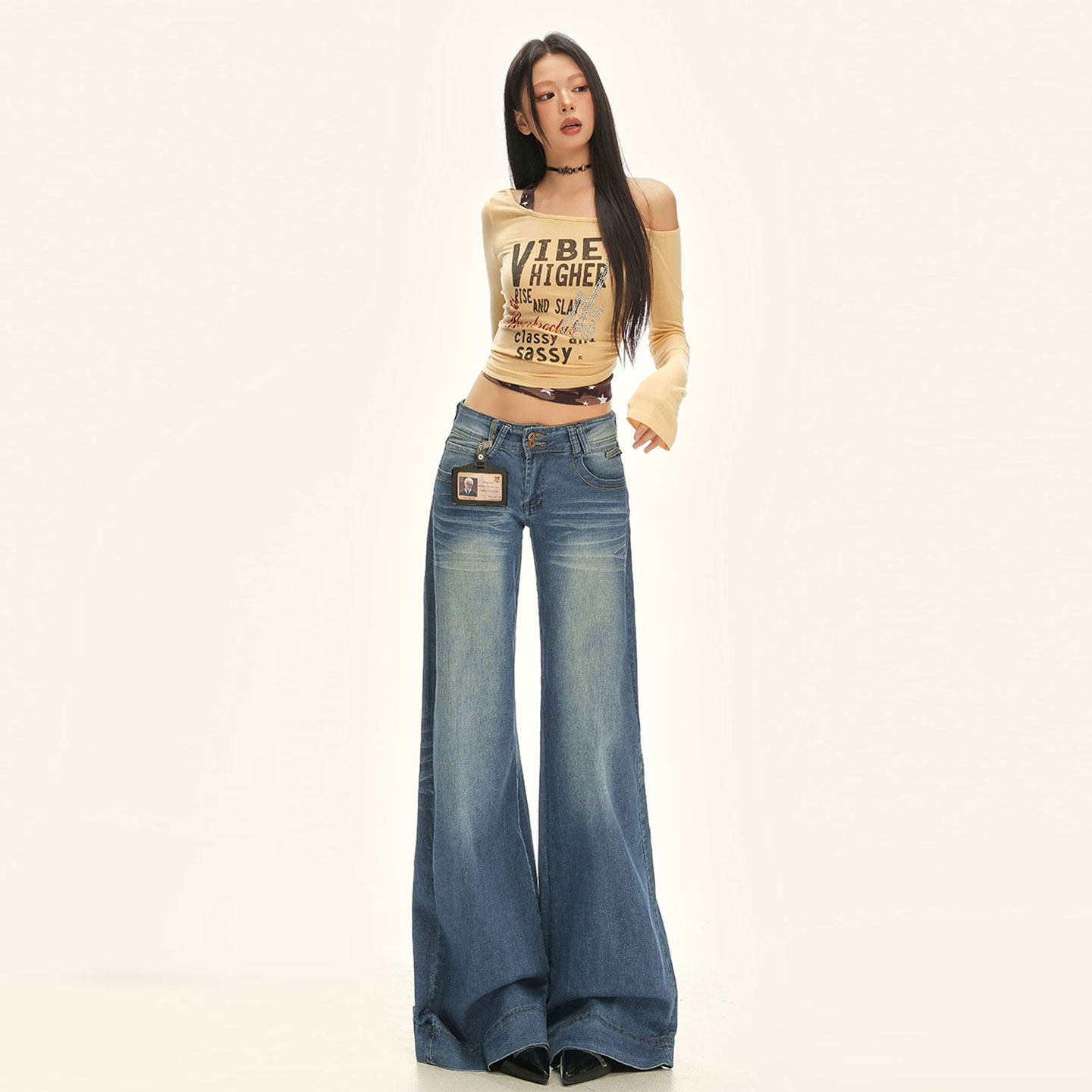 特大码女装胖mm美式穿搭深蓝色牛仔裤女新款宽松垂感显瘦阔腿裤子,女装/女士精品,大码裤装,淘宝优惠券,粉丝福利购,淘宝优惠卷