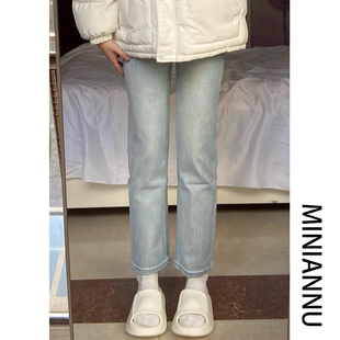 女装 子休闲百搭小个子九分裤 直筒牛仔裤 显瘦裤 女 女新款 300斤大码