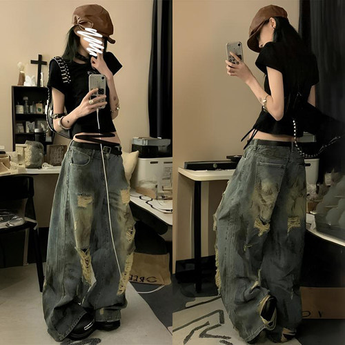300斤特大码复古宽松垂感裤子女