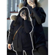 300斤特大码 胖mm黑色连帽工装 棉服女春秋保暖派克服羽绒棉衣外套