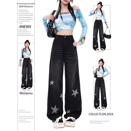 特大码韩版ins设计感印花长裤女