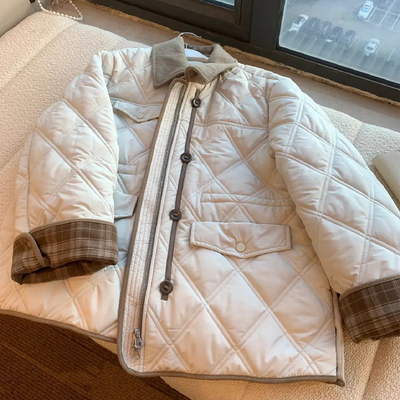 大码女装遮肚显瘦菱格开衫外套潮